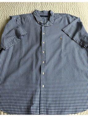 Big & Tall Polo by Ralph Lauren Blue and White Gingham Short-Sleeve Shirt